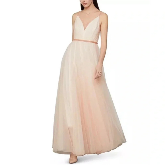 BCBGMAXAZRIA Women's Tulle Dress with Beaded Trim 4 - Picture 3 of 12